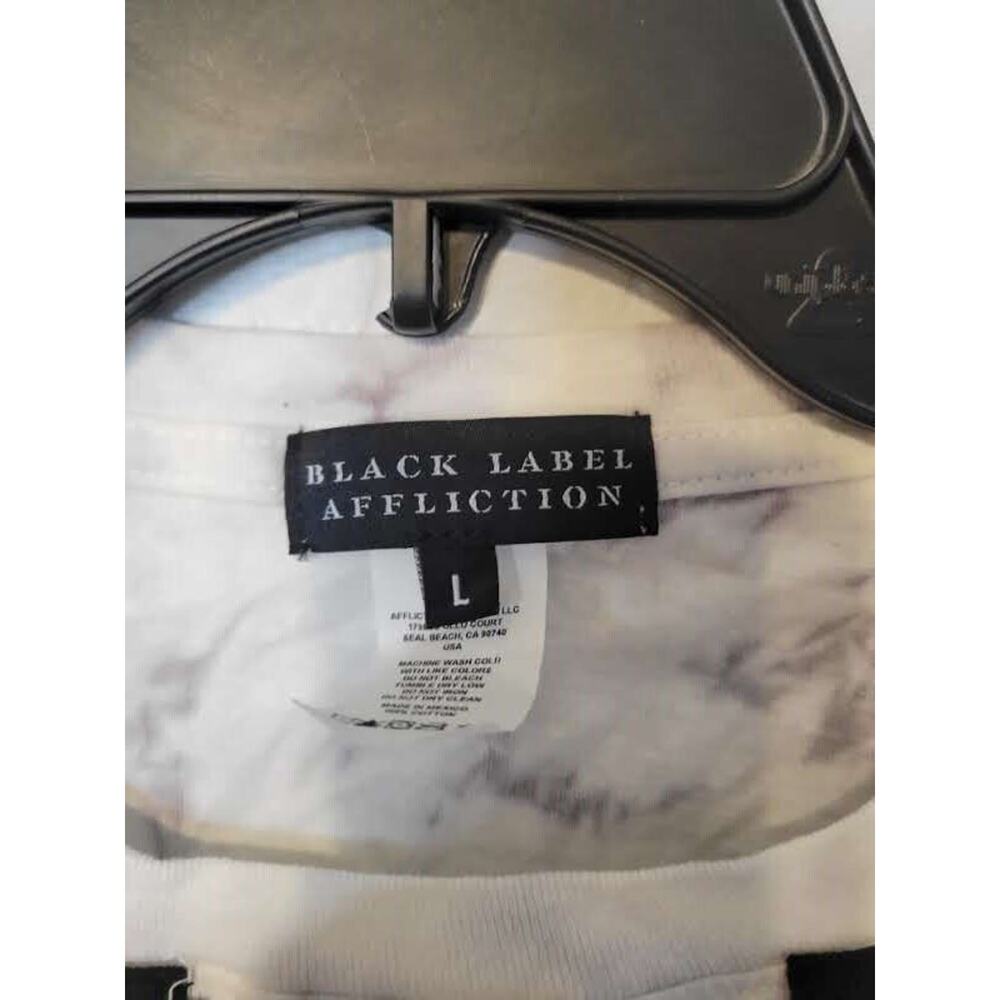 Affliction Black Label White Tie Dye Graphic Tee Short Sleeve Women's T-shirt L - Picture 6 of 6